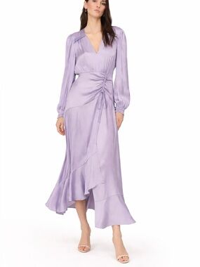 Maje Lavender Satin Rouvina Maxi Dress Size S
